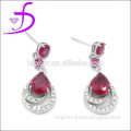 wholesale silver jewelry fashion design-ruby quartz silver swroski earring hoop post earring
